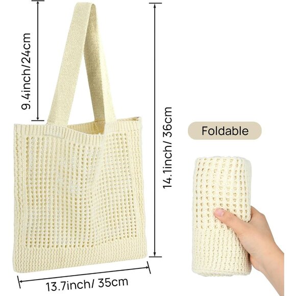 Women's Beige Shoulder Shopping Handbag Casual Travel Totes Fold Able Bags - Picture 2 of 7